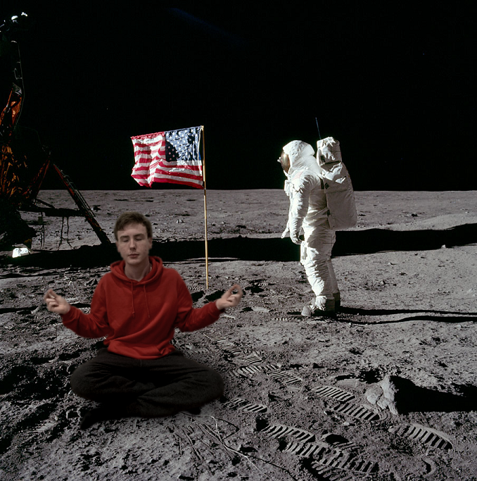 Edited image of me sitting on the moon next to Neil Armstrong